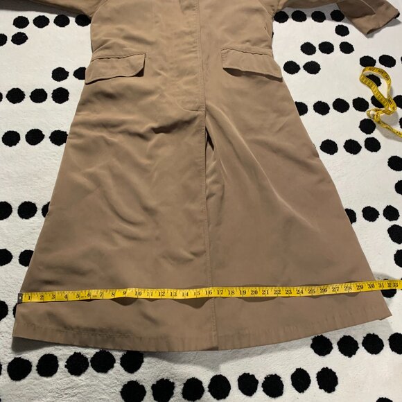 Vintage 80s 90s Trench Coat Overcoat Khaki Tan Long Classic Raincoat - Picture 14 of 16